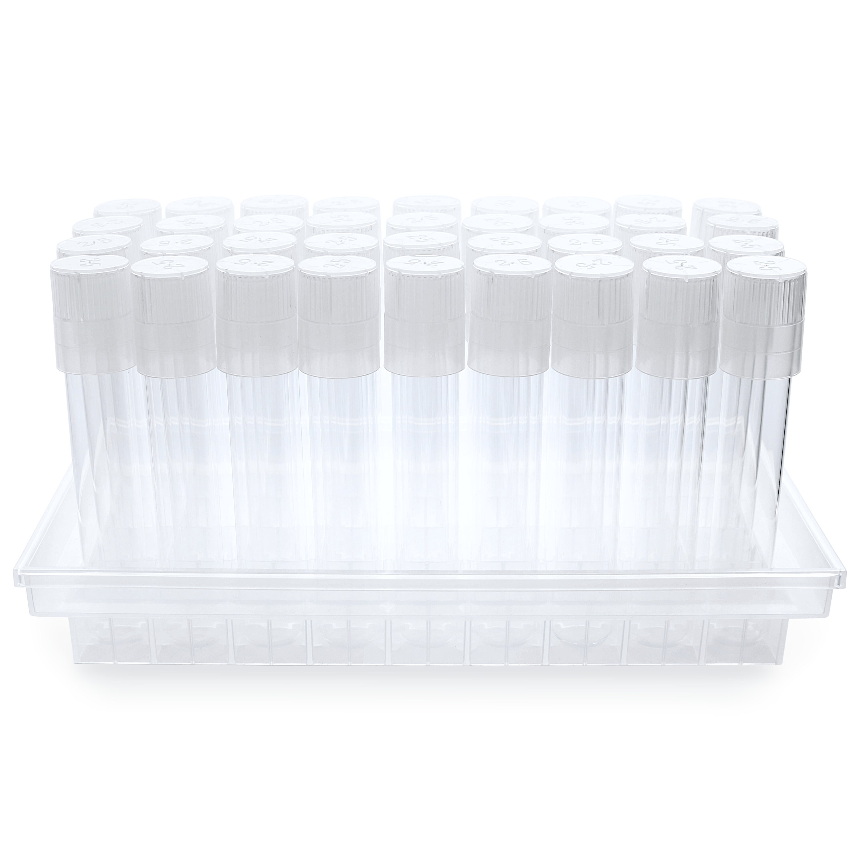 Glass Culture Tubes & Tray - 36 tubes in autoclave rack