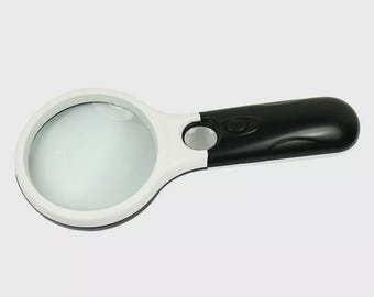 Lupa de mano con luz LED de 3x y 45x para joyería