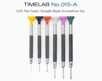 Timlab - Juego de 6 destornilladores de hoja recta de cabeza plana para reparación de relojes y joyas