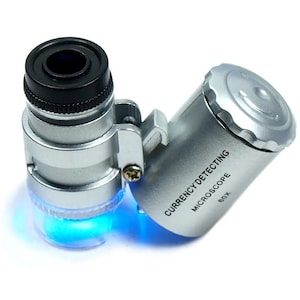 Mini 60X Jewelers Loupe Magnifier with LED & Fluorescence Ultra Violet Lights