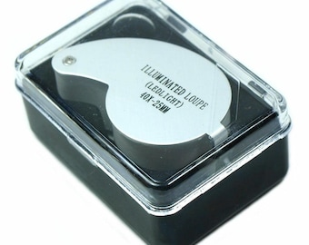 Mini lupa iluminada para joyeros de 40X y 25 mm con luces LED
