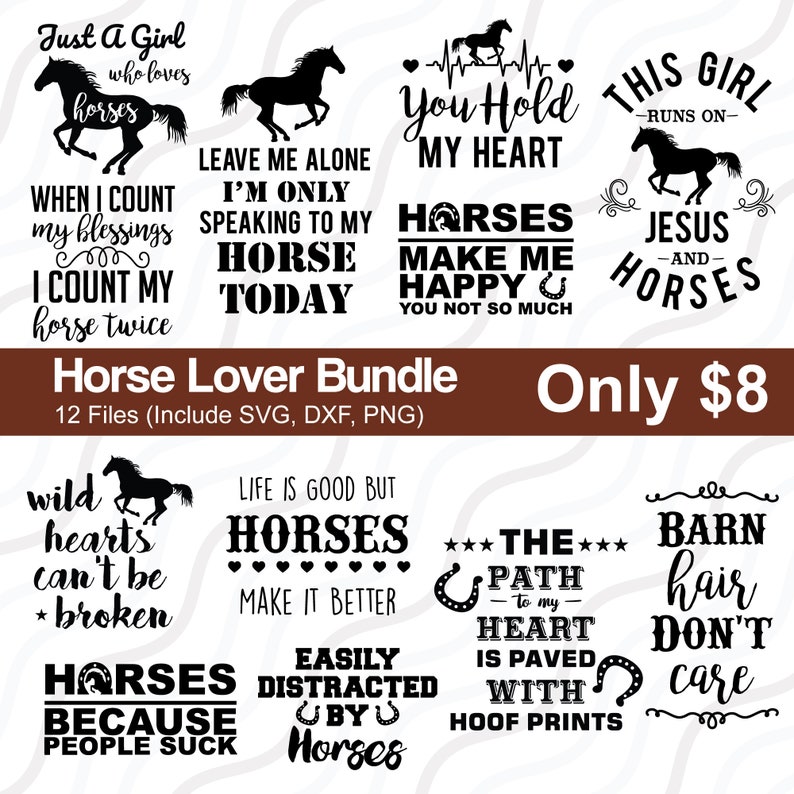 Horses Bundle SVG, Horse Lover SVG,Horse Quote,Western SVG Cut table Design,svg,dxf,png Use With Silhouette Studio & Cricut_Instant Download image 1