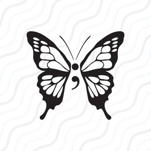Point-virgule papillon SVG, conception de table de coupe SVG de sensibilisation à la santé mentale, svg, dxf, png utilisation avec Silhouette Studio & Cricut_Instant Download
