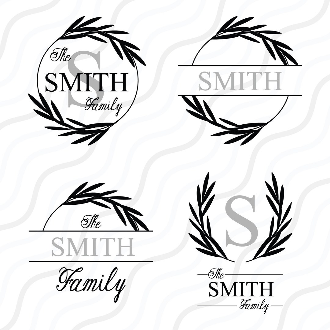 Wreath Family Monogram SVG Family Name SVG Wedding SVG Cut - Etsy