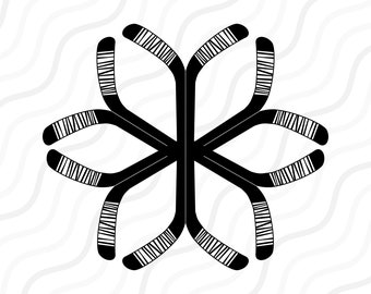 Hockey Stick Snowflake SVG, Christmas Hockey SVG Cut table Design,svg,dxf,png Use With Silhouette Studio & Cricut_Digital Download