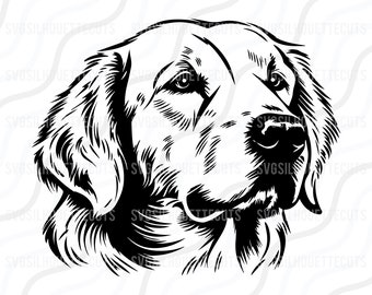 Golden Retriever Dog, Golden Retriever Silhouette SVG Cut table Design, svg, dxf, png Use With Silhouette Studio & Cricut Instant Download