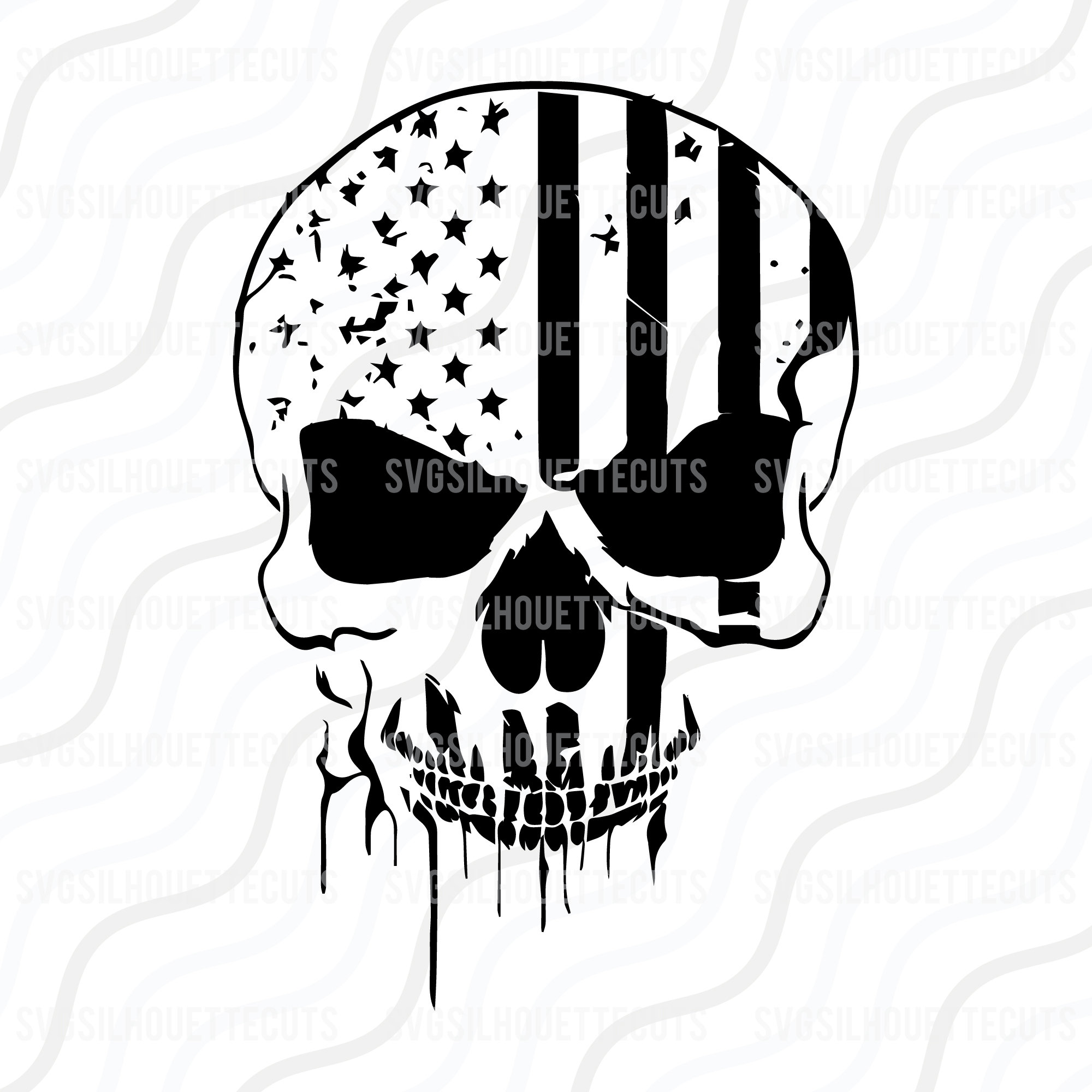 Skull America Flag Skull Flag Svg Patriotic Flag SVG Cut Etsy