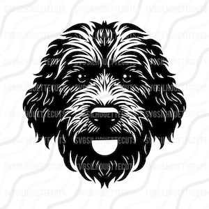 Labradoodle Hund, Labradoodle Kopf Silhouette SVG Schnitt Tisch Design, svg, dxf, png Verwenden Sie mit Silhouette Studio & Cricut Instant Download