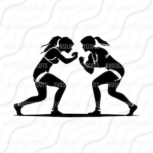 Lucha femenina SVG, Luchadora chica SVG, Lucha SVG Tabla de corte Diseño,svg,dxf,png Utilícelo con Silhouette Studio y Cricut_Descarga instantánea