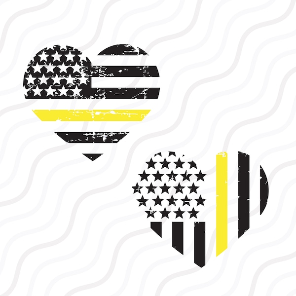 Thin Yellow Line Distressed Flag, 911 Dispatcher SVG Cut table Design,svg,dxf,png Use With Silhouette Studio & Cricut_Digital Download