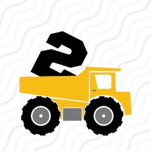 Construção 2º aniversário SVG, aniversário de caminhão basculante SVG Corte de mesa Design,svg,dxf,png Use com Silhouette Studio e Cricut_Download instantâneo