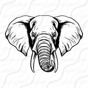 Cabeza de elefante PNG, Elefante SVG, Cabeza de elefante SVG Diseño de tabla de corte, svg, dxf, png Usar con Silhouette Studio y Cricut_Descarga instantánea