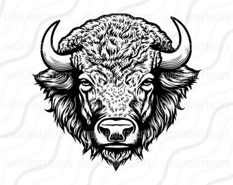 Bison SVG, tête de bison SVG, Bison Silhouette SVG coupe table Design, svg, dxf, png utilisation avec Silhouette Studio & Cricut Instant Download