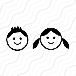 Kinder Gesicht SVG, Jungen Gesicht SVG, Mädchen Gesicht SVG, Kid SVG Schnitt Tabelle Design,svg,dxf,png Verwenden Sie mit Silhouette Studio & Cricut_Instant Download