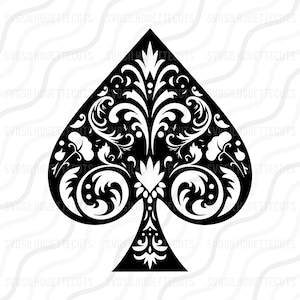 As de espadas SVG, Naipes SVG, As SVG Diseño de mesa de corte, svg, dxf, png Úselo con Silhouette Studio y Cricut_Descarga instantánea