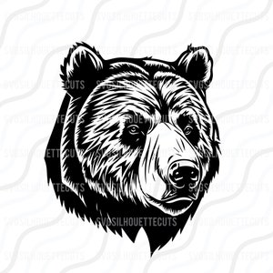 Tête d'ours SVG, Svg d'ours, ours Silhouette SVG coupe table Design, svg, dxf, png utilisation avec Silhouette Studio & Cricut Instant Download