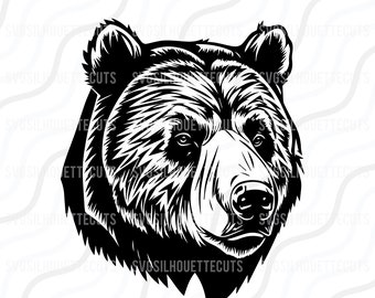 Bear Head SVG, Bear Svg, Bear Silhouette SVG Cut table Design, svg, dxf, png Use With Silhouette Studio & Cricut_Digital Download