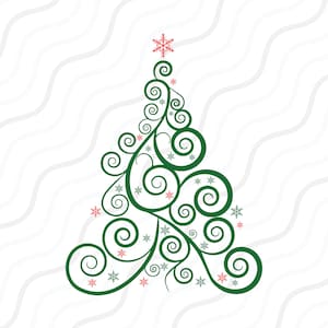 Swirly Christmas Tree SVG, Christmas Tree SVG Cut table Design,svg,dxf,png Use With Silhouette Studio & Cricut_Instant Download