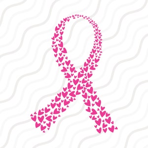 Krebs Band Herz SVG, Pink Ribbon, Krebs Bewusstsein SVG Schnitt Tisch Design,svg,dxf,png Verwenden Sie mit Silhouette Studio & Cricut_Instant Download