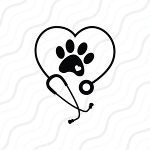 Dierenarts Tech SVG, veterinaire stethoscoop SVG, Paw Print SVG gesneden tabelontwerpweergave, svg, dxf, png gebruik met Silhouette Studio en Cricut_Instant download