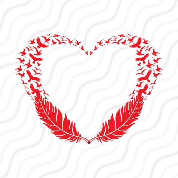 Download Feather birds heart SVG Birds Flying SVG Valentine SVG Cut ...