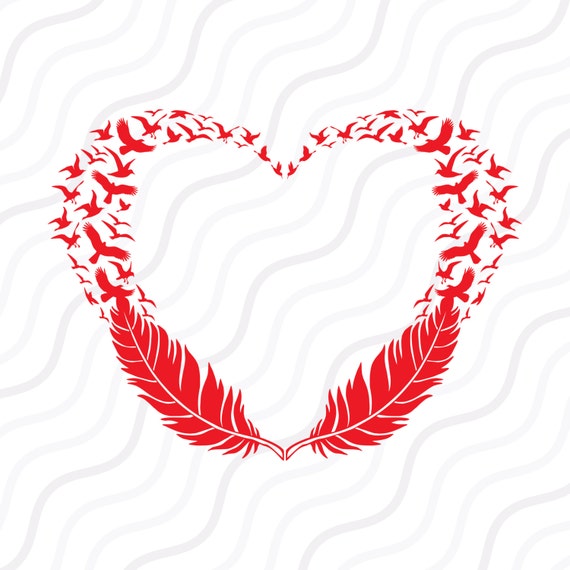 Download Feather birds heart SVG Birds Flying SVG Valentine SVG Cut ...