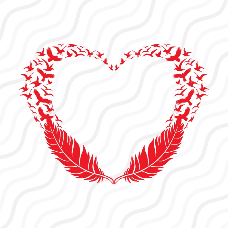 Download Feather birds heart SVG Birds Flying SVG Valentine SVG Cut ...