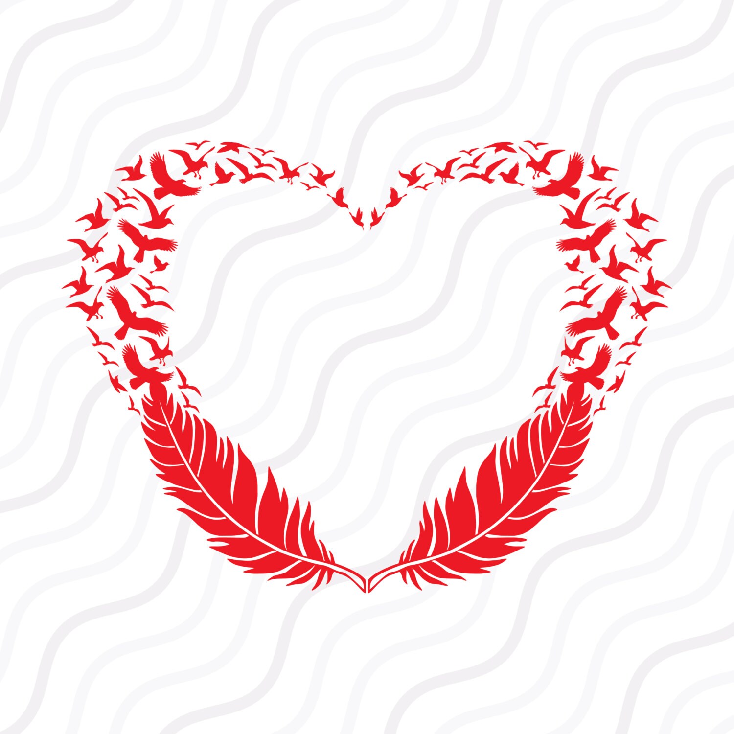 Download Feather Birds Heart Svg Birds Flying Svg Valentine Svg Cut Etsy