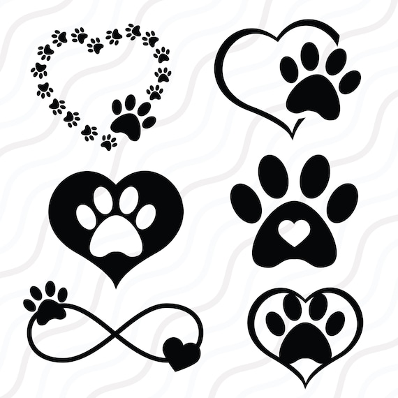 Paw Print Heart SVG Paw Print SVG Dog SVG Cut Table | Etsy