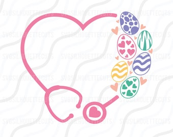 Easter Stethoscope SVG, Nurse Svg, Stethoscope Heart SVG Cut table Design,svg,dxf,png Use With Silhouette Studio & Cricut_Instant Download