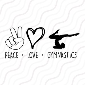 Peace Love Gymnastics SVG, Ginnastica Svg, Hand Peace SVG Tabella di taglio Design,svg,dxf,png Da usare con Silhouette Studio e Cricut_Download immediato