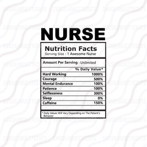 Infirmière valeur nutritive SVG, infirmière SVG, infirmière vie SVG coupe table Design, svg, dxf, png utilisation avec Silhouette Studio & Cricut_Instant