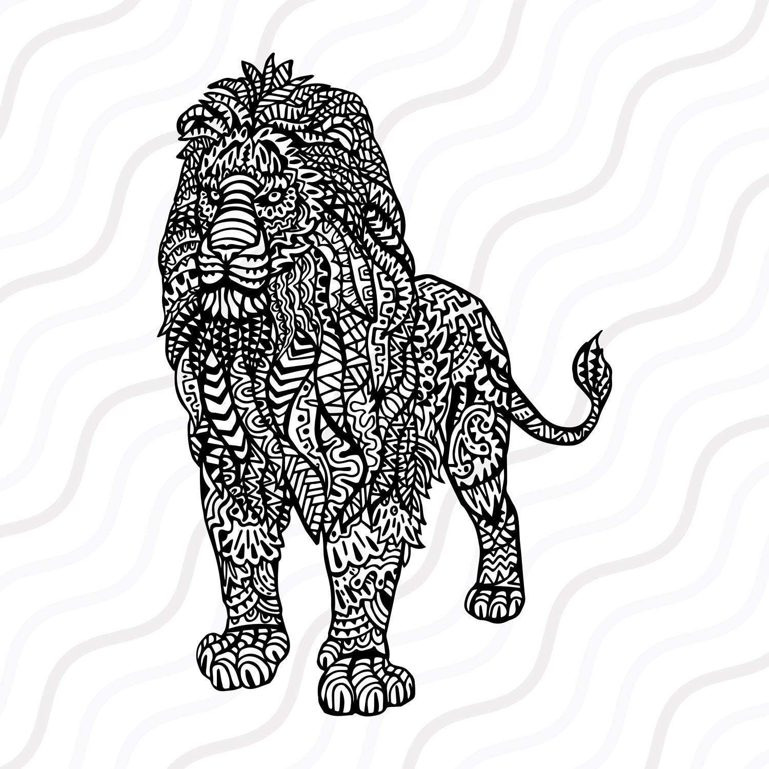Download Ethnic Lion SVG Zentangle Lion SVG Lion SVG Cut table | Etsy