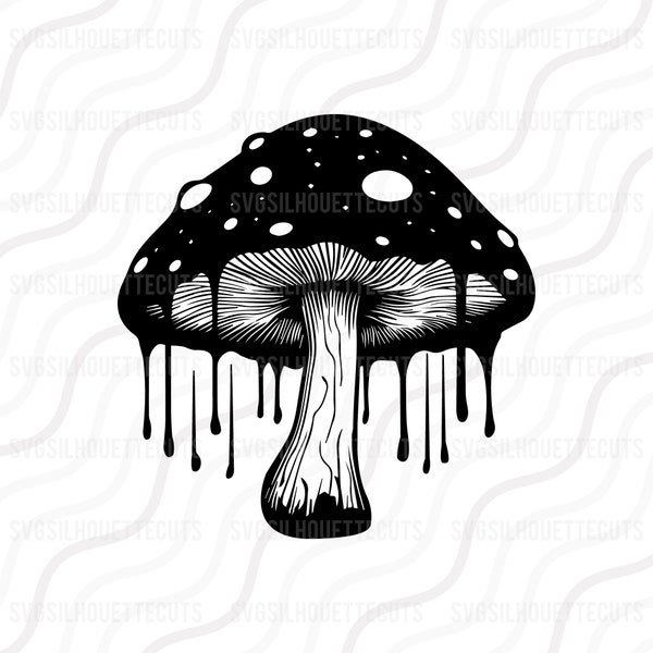 Dripping Mushroom SVG, Mushroom SVG, Amanita Mushroom SVG Cut table Design,svg,dxf,png Use With Silhouette Studio & Cricut-Instant Download