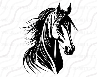Horse Head SVG, Horse Shirt Svg, Horse Silhouette SVG Cut table Design,svg,dxf,png Use With Silhouette Studio & Cricut_Digital Download