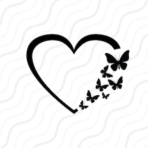 Papillon coeur SVG, papillon amour SVG, papillon SVG coupe table Design, svg, dxf, png utilisation avec Silhouette Studio & Cricut_Instant Download