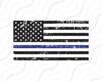 Thin Blue Line Flag SVG, Police Svg, Distressed Flag SVG Cut table Design,svg,dxf,png Use With Silhouette Studio & Cricut_Instant Download