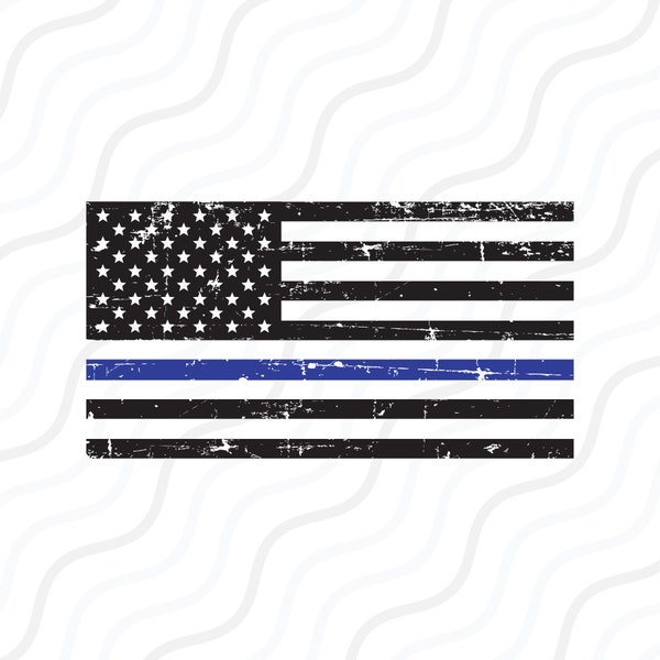 Thin Blue Line Flag SVG, Police Svg, Distressed Flag SVG Cut table Design,svg,dxf,png Use With Silhouette Studio & Cricut_Instant Download