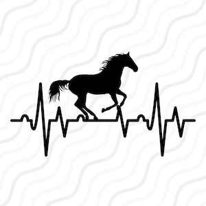 Horse Heartbeat SVG, Horse SVG, Heartbeat SVG Cut table Design,svg,dxf,png Use With Silhouette Studio & Cricut_Instant Download