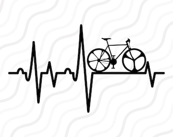 Bicycle Heartbeat SVG, Bicycle SVG, Heartbeat SVG Cut table Design,svg,dxf,png Use With Silhouette Studio & Cricut_Instant