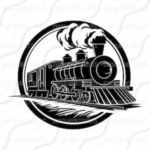 Tren de vapor SVG, tren Svg, silueta de tren SVG, diseño de tabla de corte, svg, dxf, png para usar con Silhouette Studio y Cricut_Descarga instantánea