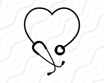 Nurse SVG, Stethoscope SVG, Stethoscope Heart SVG Cut table Design,svg,dxf,png Use With Silhouette Studio & Cricut_Instant Download