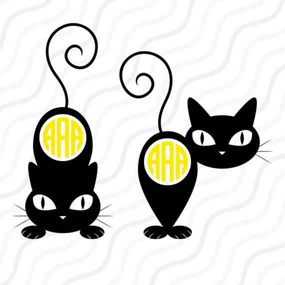 Download Black Cat_SVG Halloween Cat SVGBlack Cat Monogram SVG Cut ...