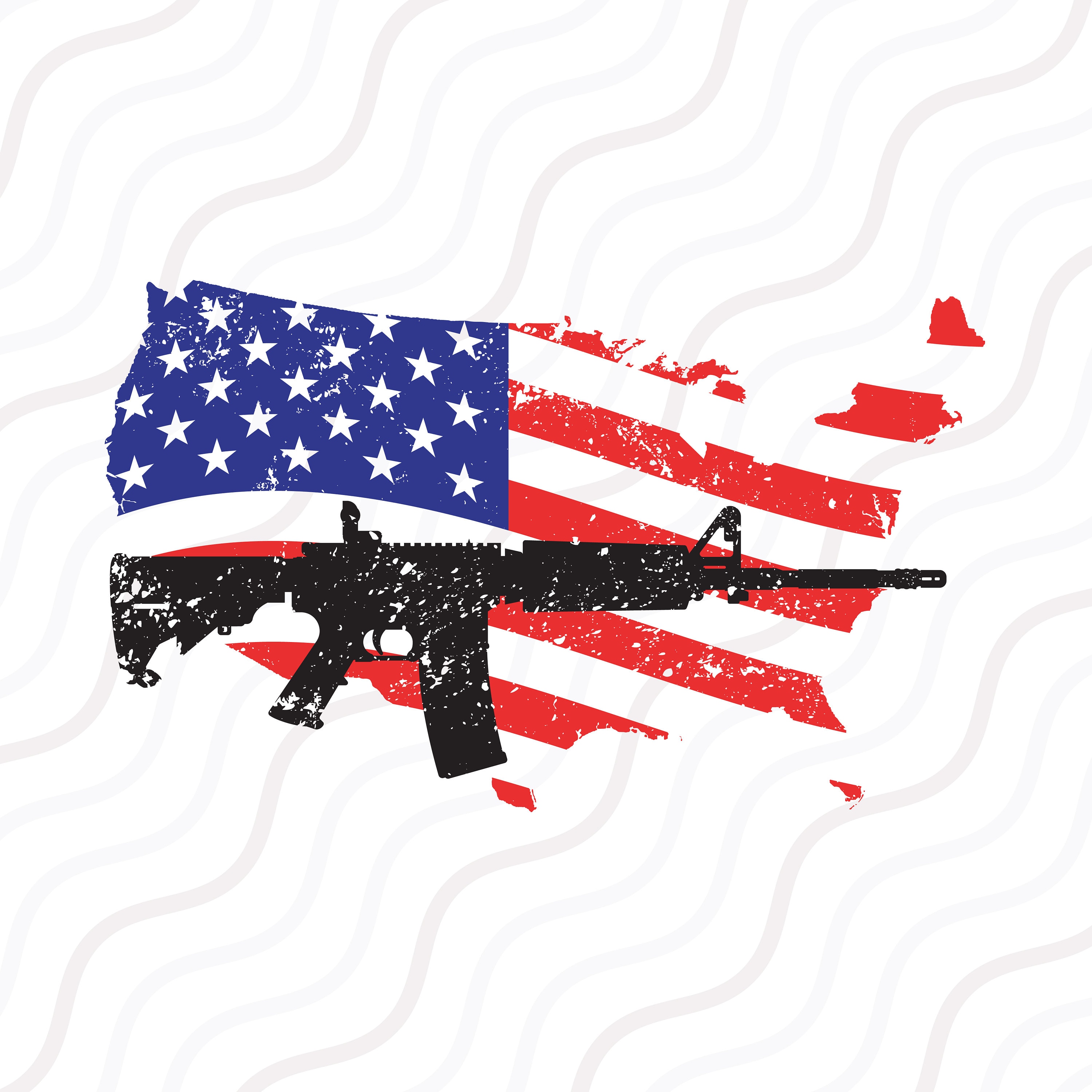 Drawing & Illustration Digital US American Flag AR-15 svg/dxf Art