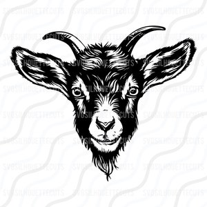 子ヤギ SVG、ヤギ SVG、ヤギの頭 SVG カット テーブル デザイン、svg、dxf、png Silhouette Studio および Cricut で使用_即時ダウンロード