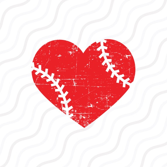 Distressed Baseball Heart SVG Baseball Heart SVG Cut table ...
