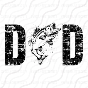 Papá pescador, SVG de pesca de lubina, SVG de papá, diseño de tabla de corte SVG del día del padre, svg, dxf, png para usar con Silhouette Studio y Cricut_Descarga instantánea