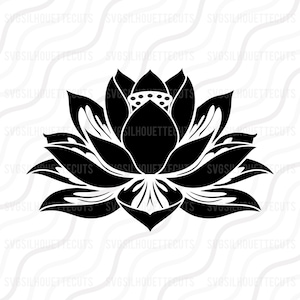 Lotusbloem SVG, Lotus SVG, bloem Svg, bemiddeling SVG gesneden tabelontwerpweergave, svg, dxf, png gebruik met Silhouette Studio en Cricut_Instant download