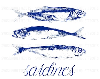 Sardines Svg, Sardines Hand Drawn Illustration SVG, DXF, PNG