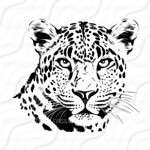 Leopard hoofd PNG, Leopard SVG, Leopard hoofd SVG gesneden tabelontwerpweergave, svg, dxf, png gebruik met Silhouette Studio en Cricut_Instant Download